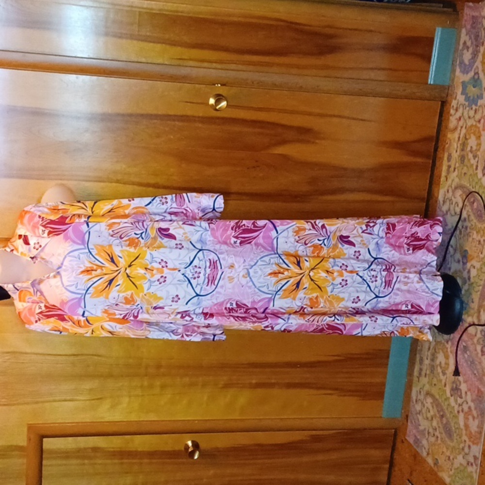 Anthropologie Corey Lynn Calter Pink Combo Maxi Shirt Dress Size L NWT
